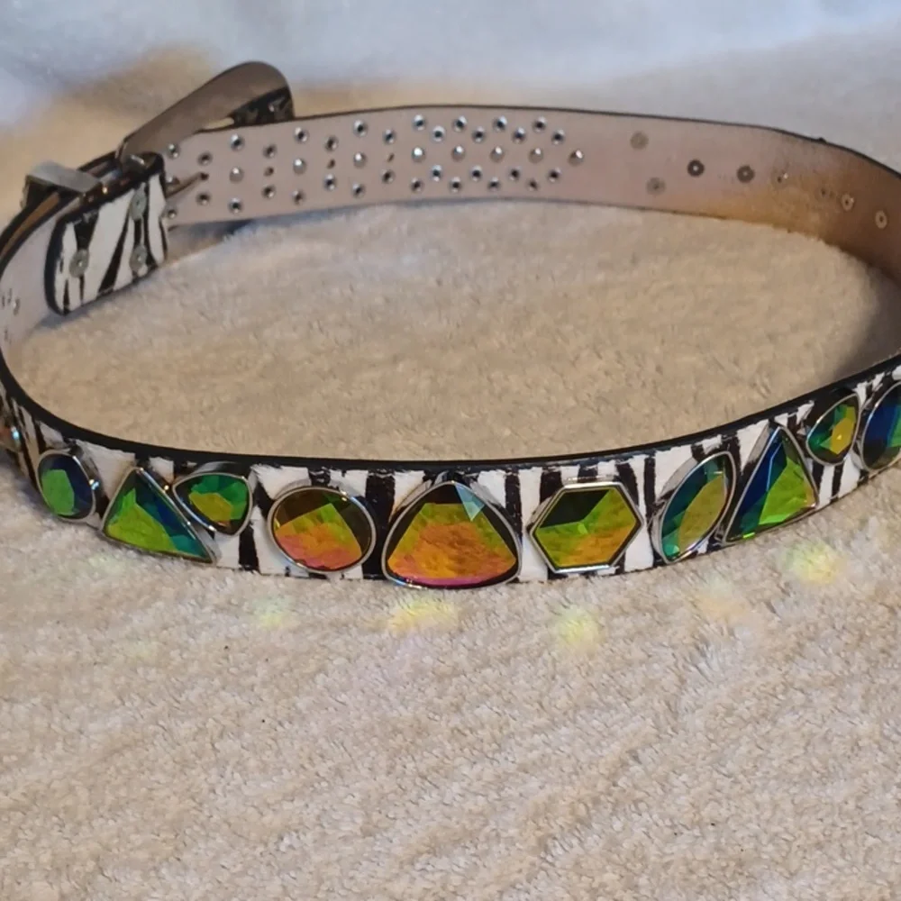 Montana West leather belt Western belt women's size medium zebra print